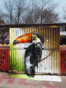 Bordalo installation of a toucan