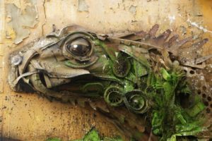 bordalo II makes a lizard in Aruba close-up